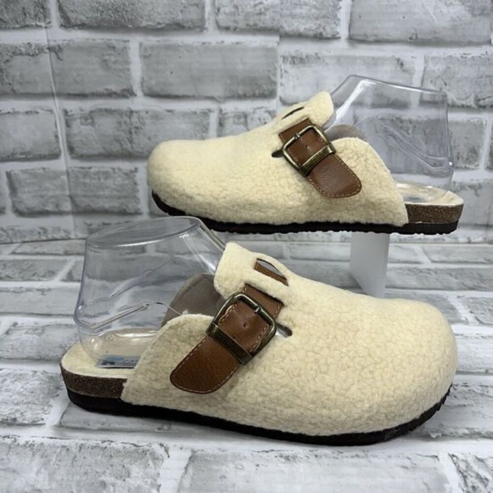 Calistoga Sundae Natural Vegan Shearling Moccasins Women’s Size 7 Comfort Shoes